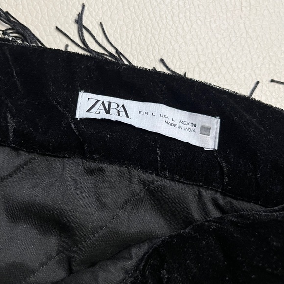 Zara Women’s Velvet Wrap Mini Skirt with Rhinestones & Fringing - Size L - Picture 11 of 12